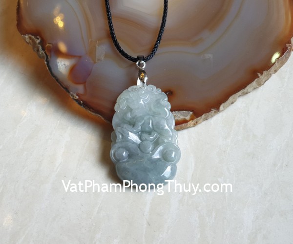 Mặt 12 con giáp ngọc phỉ thúy trong (Tuất) S6886-11