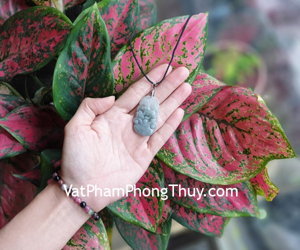 Mặt 12 con giáp ngọc phỉ thúy trong (Tuất) S6886-11