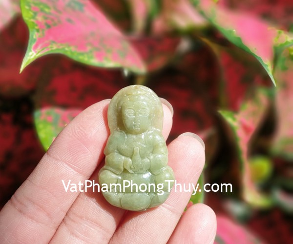 Mặt quan âm Phỉ Thúy xanh bình an S6883