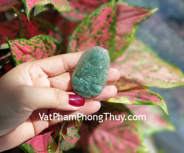 Phật bản mệnh Phỉ Thúy xanh đậm sắc sảo A+ lớn, tuổi Tuất, Hợi S6864-8