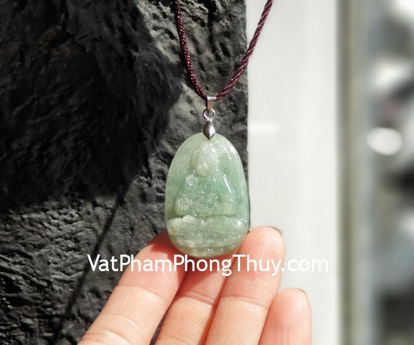 Phật bản mệnh Phỉ Thúy xanh đậm sắc sảo A+ nhỏ tuổi Tuất+Hợi S6865-8