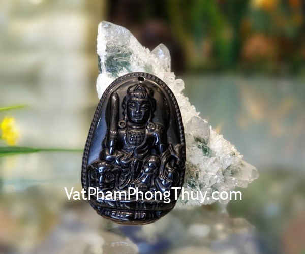 Phật Văn Thù Bồ Tát (tuổi Mão) đá hắc ngà S6844-3